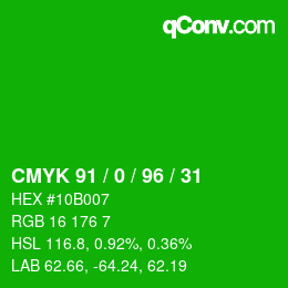 Código de color: CMYK 91 / 0 / 96 / 31 | qconv.com