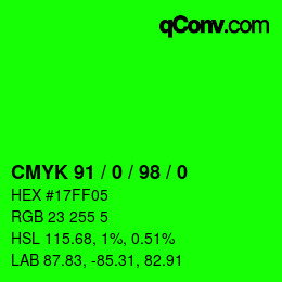 Color code: CMYK 91 / 0 / 98 / 0 | qconv.com