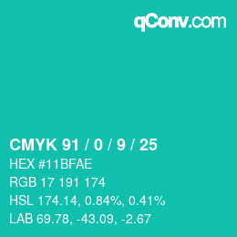 Color code: CMYK 91 / 0 / 9 / 25 | qconv.com