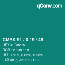 Color code: CMYK 91 / 0 / 9 / 49 | qconv.com