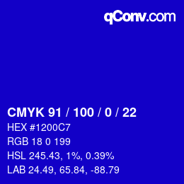颜色代码: CMYK 91 / 100 / 0 / 22 | qconv.com