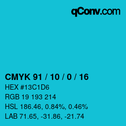 Color code: CMYK 91 / 10 / 0 / 16 | qconv.com