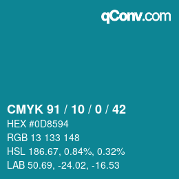 カラーコード: CMYK 91 / 10 / 0 / 42 | qconv.com