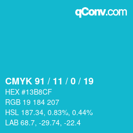 Color code: CMYK 91 / 11 / 0 / 19 | qconv.com