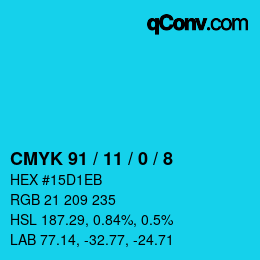 Color code: CMYK 91 / 11 / 0 / 8 | qconv.com