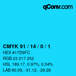 Color code: CMYK 91 / 14 / 0 / 1 | qconv.com