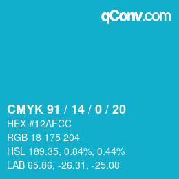 Color code: CMYK 91 / 14 / 0 / 20 | qconv.com