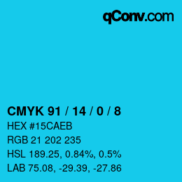Color code: CMYK 91 / 14 / 0 / 8 | qconv.com