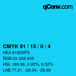 Color code: CMYK 91 / 15 / 0 / 4 | qconv.com