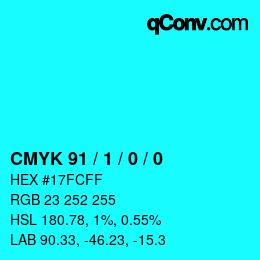 Color code: CMYK 91 / 1 / 0 / 0 | qconv.com