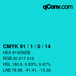 Color code: CMYK 91 / 1 / 0 / 14 | qconv.com