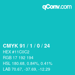 カラーコード: CMYK 91 / 1 / 0 / 24 | qconv.com