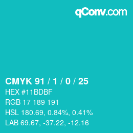 Color code: CMYK 91 / 1 / 0 / 25 | qconv.com