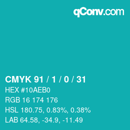 Color code: CMYK 91 / 1 / 0 / 31 | qconv.com