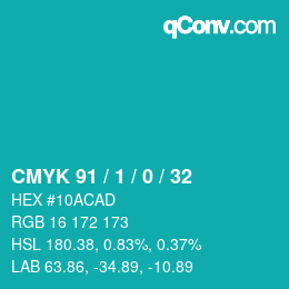 Color code: CMYK 91 / 1 / 0 / 32 | qconv.com