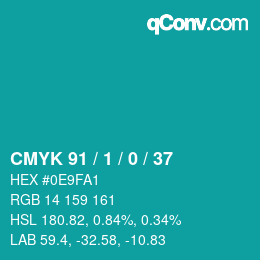 Color code: CMYK 91 / 1 / 0 / 37 | qconv.com