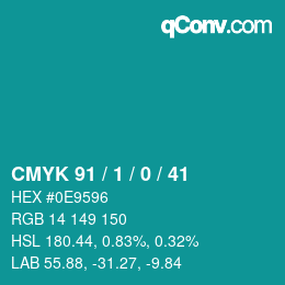 颜色代码: CMYK 91 / 1 / 0 / 41 | qconv.com
