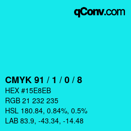 Farbcode: CMYK 91 / 1 / 0 / 8 | qconv.com