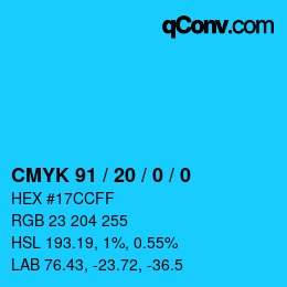 Color code: CMYK 91 / 20 / 0 / 0 | qconv.com