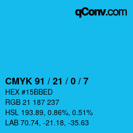 Color code: CMYK 91 / 21 / 0 / 7 | qconv.com