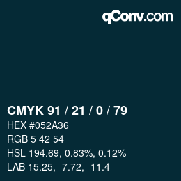 Color code: CMYK 91 / 21 / 0 / 79 | qconv.com