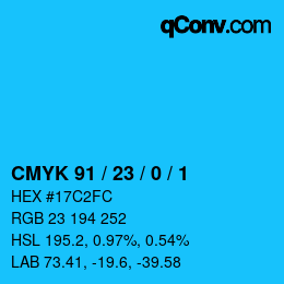Color code: CMYK 91 / 23 / 0 / 1 | qconv.com