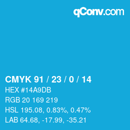 Color code: CMYK 91 / 23 / 0 / 14 | qconv.com