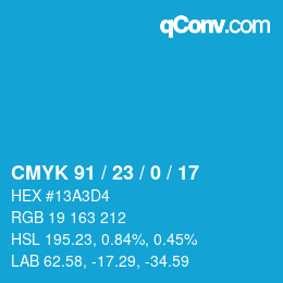 Color code: CMYK 91 / 23 / 0 / 17 | qconv.com