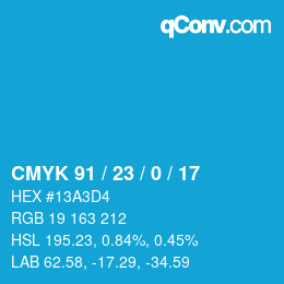 Color code: CMYK 91 / 23 / 0 / 17 | qconv.com