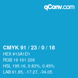 Color code: CMYK 91 / 23 / 0 / 18 | qconv.com