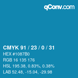 カラーコード: CMYK 91 / 23 / 0 / 31 | qconv.com