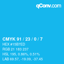 颜色代码: CMYK 91 / 23 / 0 / 7 | qconv.com