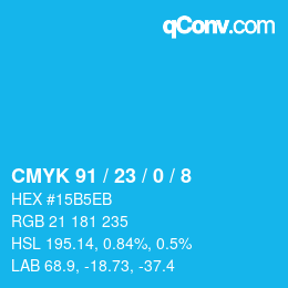 カラーコード: CMYK 91 / 23 / 0 / 8 | qconv.com