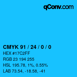 Color code: CMYK 91 / 24 / 0 / 0 | qconv.com