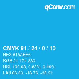 カラーコード: CMYK 91 / 24 / 0 / 10 | qconv.com