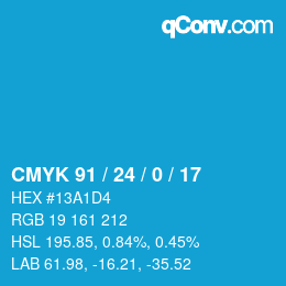 Color code: CMYK 91 / 24 / 0 / 17 | qconv.com