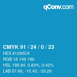 カラーコード: CMYK 91 / 24 / 0 / 23 | qconv.com
