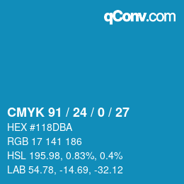 カラーコード: CMYK 91 / 24 / 0 / 27 | qconv.com