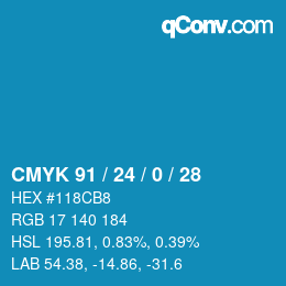 Color code: CMYK 91 / 24 / 0 / 28 | qconv.com