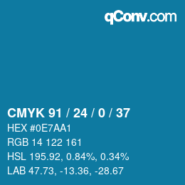 Color code: CMYK 91 / 24 / 0 / 37 | qconv.com