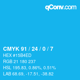 Color code: CMYK 91 / 24 / 0 / 7 | qconv.com