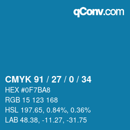颜色代码: CMYK 91 / 27 / 0 / 34 | qconv.com