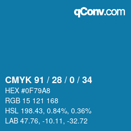 颜色代码: CMYK 91 / 28 / 0 / 34 | qconv.com