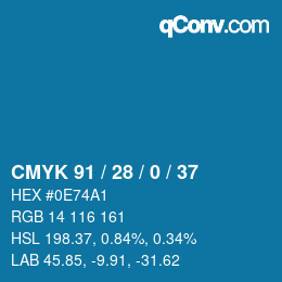 Code couleur: CMYK 91 / 28 / 0 / 37 | qconv.com