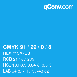 Color code: CMYK 91 / 29 / 0 / 8 | qconv.com