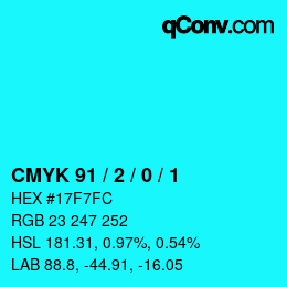 カラーコード: CMYK 91 / 2 / 0 / 1 | qconv.com