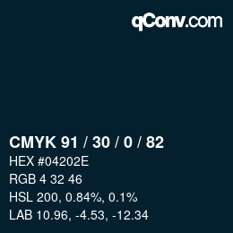 Color code: CMYK 91 / 30 / 0 / 82 | qconv.com