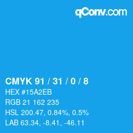 颜色代码: CMYK 91 / 31 / 0 / 8 | qconv.com