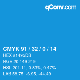 Color code: CMYK 91 / 32 / 0 / 14 | qconv.com