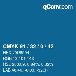 カラーコード: CMYK 91 / 32 / 0 / 42 | qconv.com